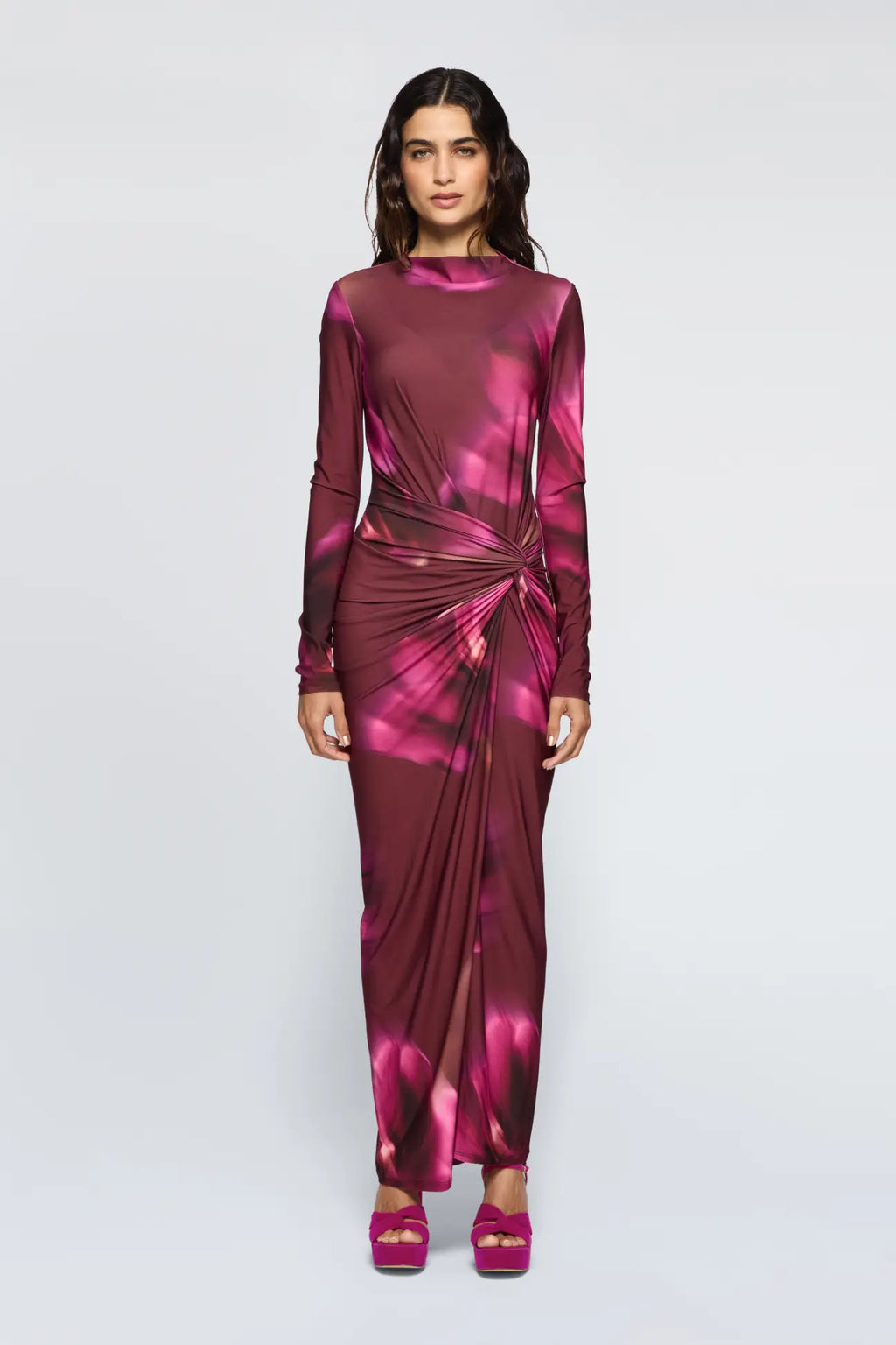 daska satin maxi dress Athena Dress – Purple Floral – Daska