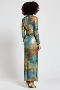 Araa Dress Gold Blue Metallic Daska Araa Dress Gold Blue Metallic Daska